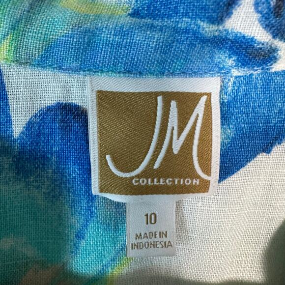 JM Collection women’s linen blouse button up floral  coastal grandma feminine - Picture 5 of 9